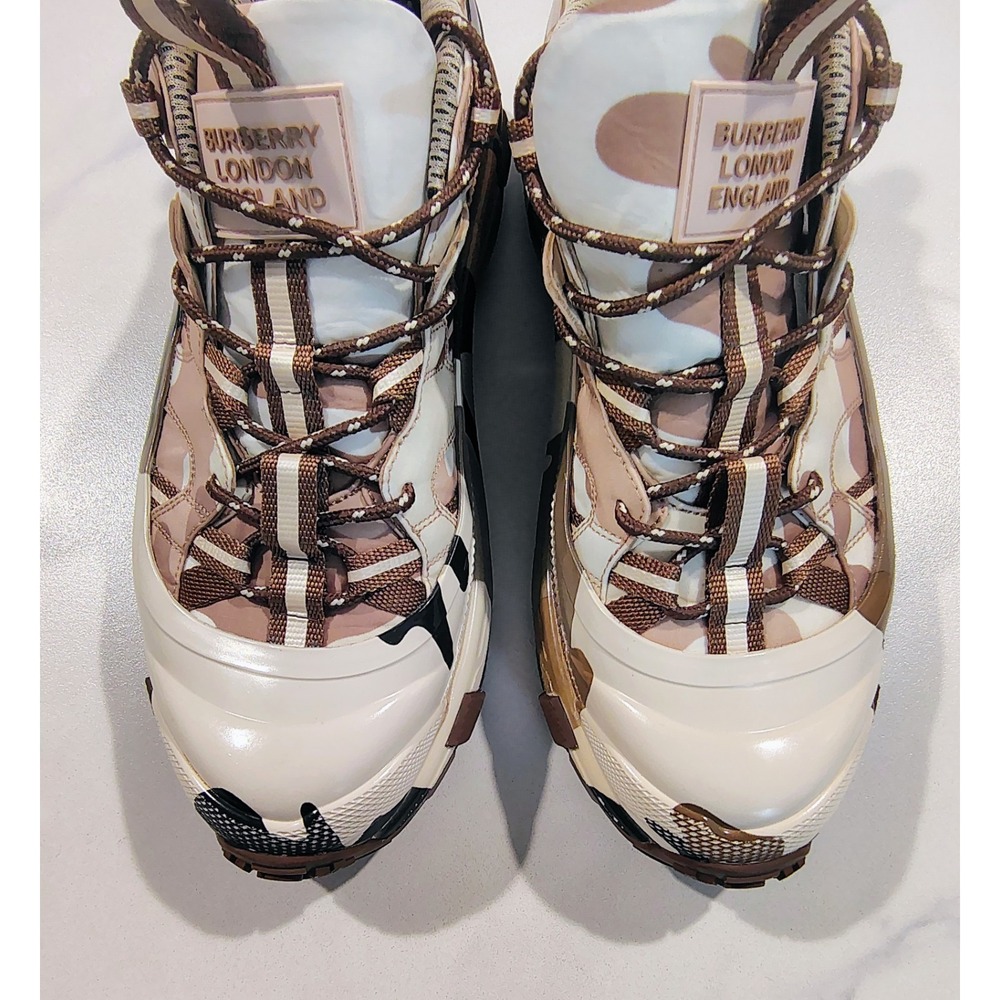 Burberry Camouflage Beige Black Sneakers Arthur Low Top Lace-Up Sz 10 2022 43EU - Picture 12 of 16